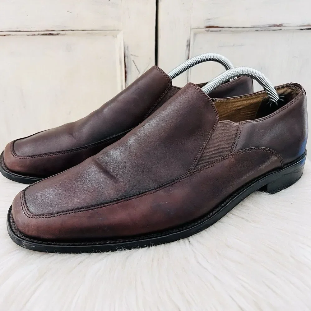 Aston Grey Collection Austin Brown Oiled Leather Slip on Loafers Shoes Size 11